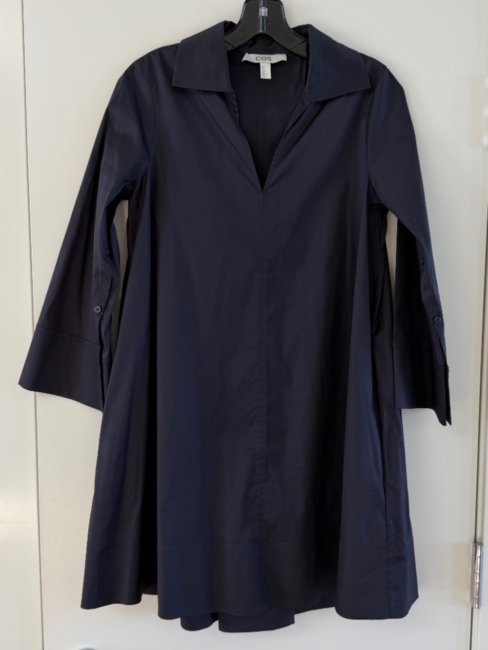 COS Navy Cotton Long Sleeve Dress